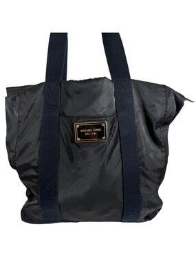MK Michael Kors Neverfull Black Nylon Tote Shoulder Bag Diaper Bag Gold Hardware